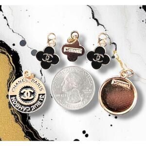 3 Piece Rue Black Earring/Necklace Making Charm Pendant Pull